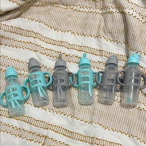 Dr. Brown's Straw Bottles with Handles - Mint & Gray